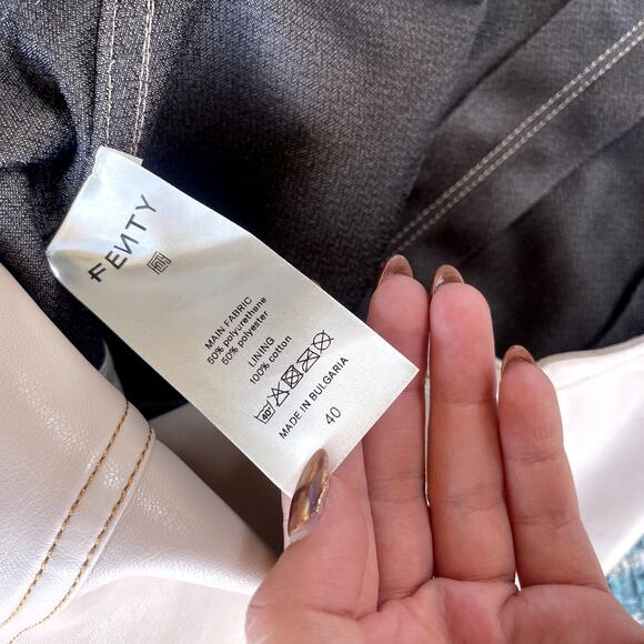 Fenty by Rihanna Faux Leather Button-Down Mini Dress Cream - Size 40 - Picture 8 of 12